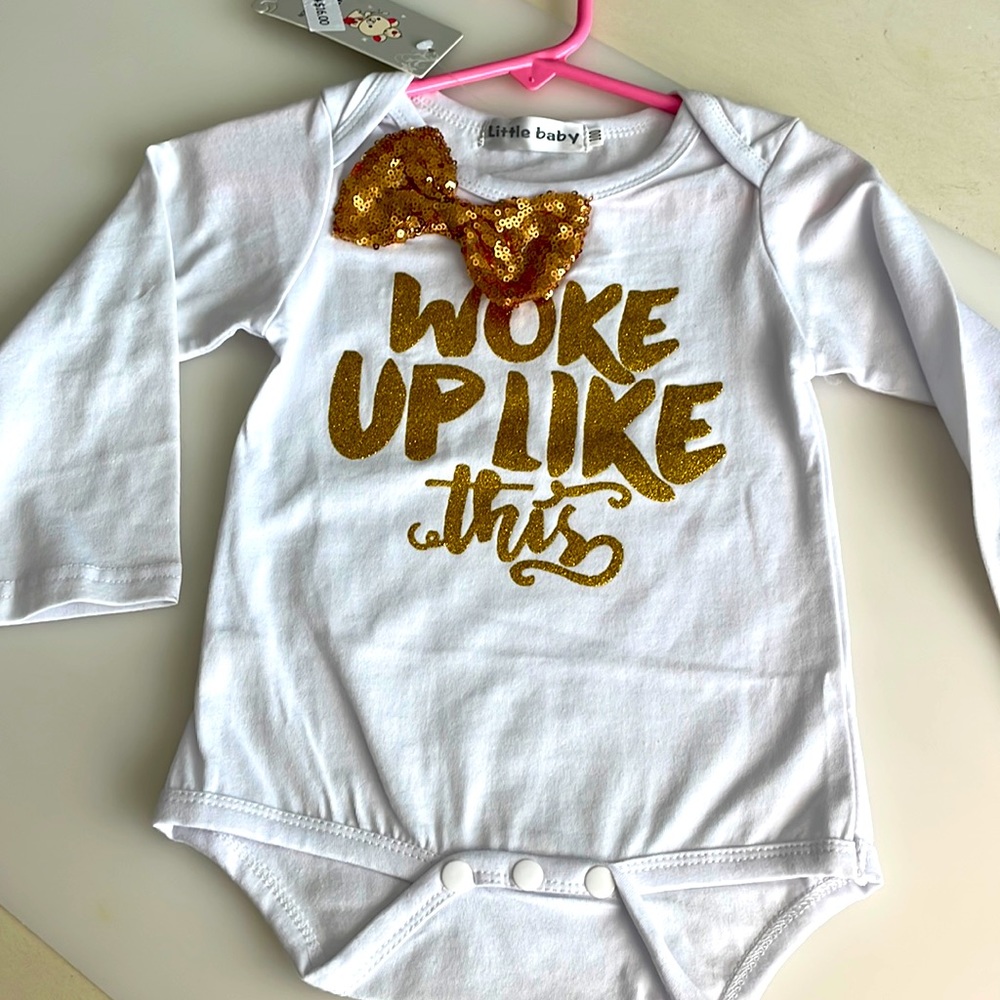 NWT Long Sleeve ‘Woke up Like this’ Onesie 18 months